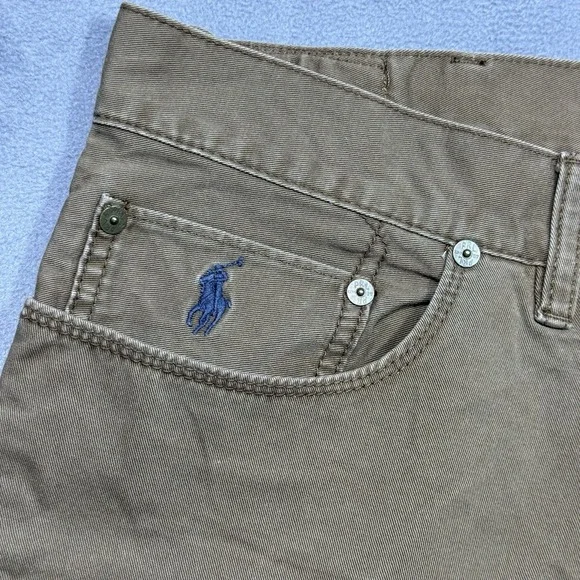 Polo Ralph Lauren Pants Mens 36x30 Brown Classic 650 Straight Cuffed Chino Twill - Picture 5 of 11